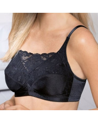 Miękki gorset bez fiszbin z kieszonkami i koronką Amoena Isabel black