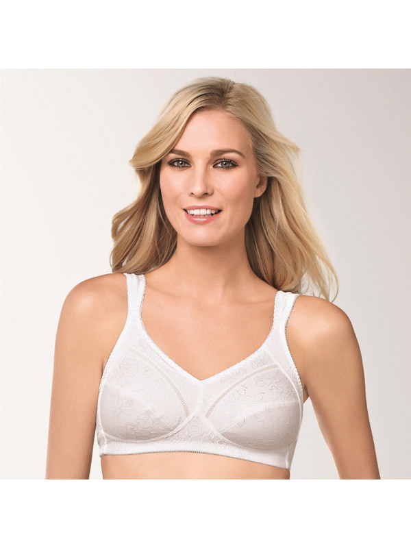 Biustonosz żakardowy bez fiszbin z kieszonkami biały Nora SB 0555N