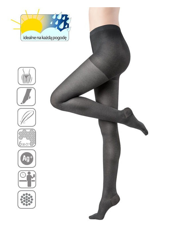 Rajstopy Przeciwżylakowe Veera 70 den Mikrofibra Melanż Ucisk Profilaktyczny