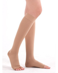 Podkolanówki Przeciwżylakowe Uciskowe Veera Forte CCL2 Karmel Otwarte palce II Klasa Ucisku
