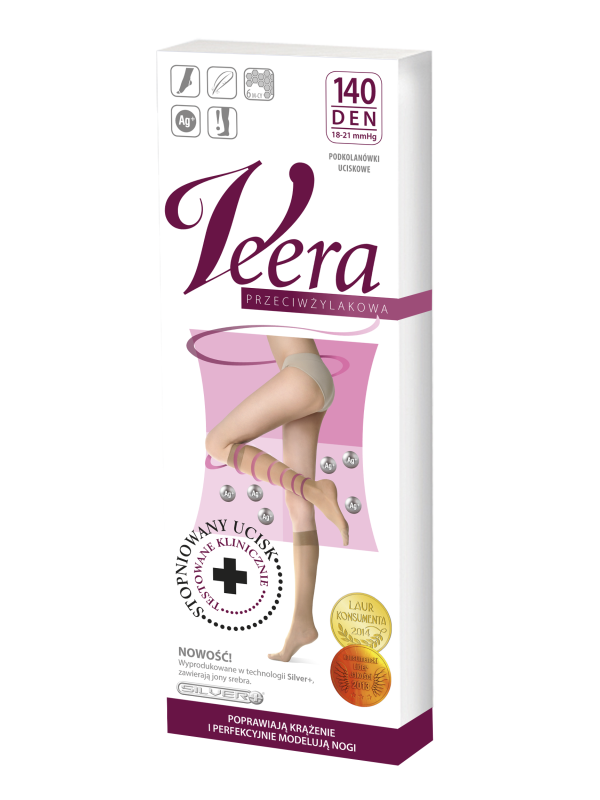Podkolanówki Przeciwżylakowe Veera 140 den Solei Zamknięte palce