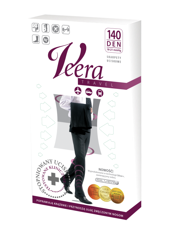 Skarpety przeciwżylakowe Veera 140 den męskie szare