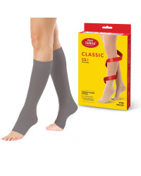 Podkolanówki Przeciwżylakowe Pani Teresa 1 klasa kompresji Otwarte Krótkie PT 0408 Grafitowe - Podkolanówki medyczne uciskowe