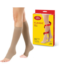 Podkolanówki Przeciwżylakowe Pani Teresa 2 klasa kompresji Otwarte Długie PT 0405 Beż - Podkolanówki medyczne uciskowe