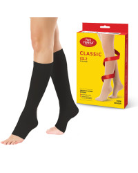 Podkolanówki Przeciwżylakowe Pani Teresa 2 klasa kompresji Otwarte Długie PT 0405 Czarne - Podkolanówki medyczne uciskowe