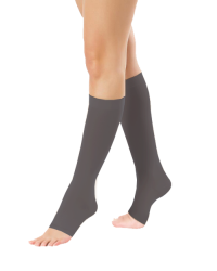 Podkolanówki Przeciwżylakowe 2 klasa kompresji Otwarte Długie Pani Teresa PT 0405 Grafitowe - Podkolanówki medyczne uciskowe