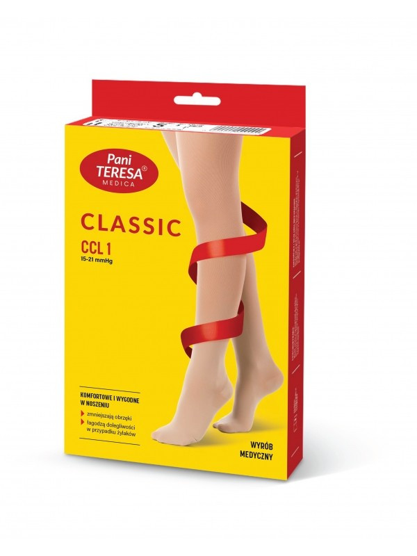 Rajstopy Przeciwżylakowe Pani Teresa 1 klasa kompresji Krótkie PT 0407 Czarne - Rajstopy medyczne uciskowe Czubek Otwarty