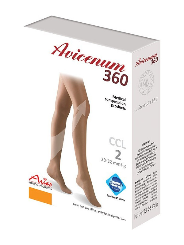 Pończochy uciskowe na żylaki CCL2 Aries Avicenum 360 DEN czarne