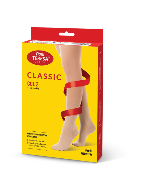 Rajstopy Przeciwżylakowe ciążowe Pani Teresa uciskowe 2 klasa kompresji Krótkie PT 0402 Beżowe