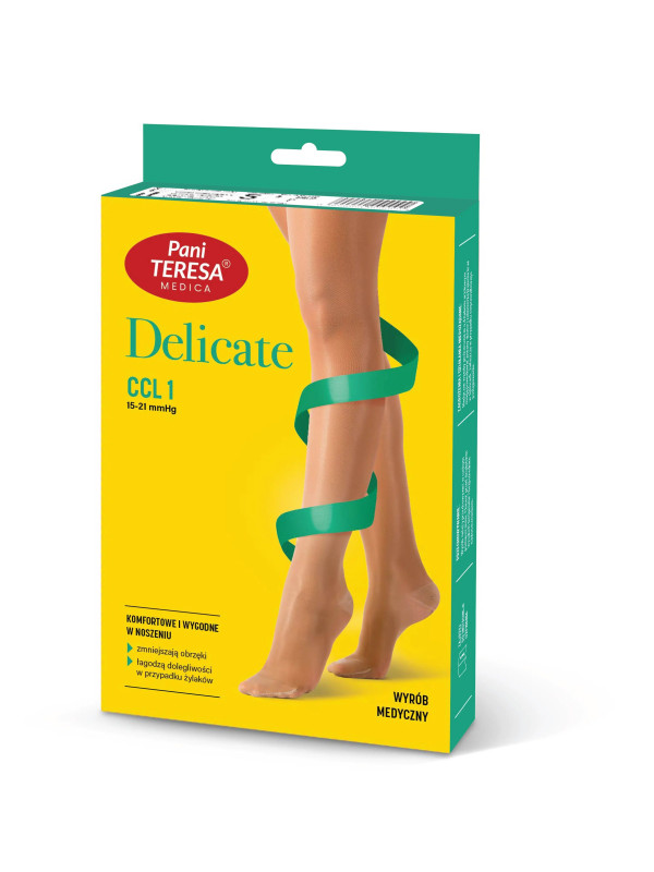 Rajstopy Przeciwżylakowe	Pani Teresa  ccl1 Premium Delicate Krótkie PT 0431 Jasne Beżowe - Rajstopy medyczne uciskowe