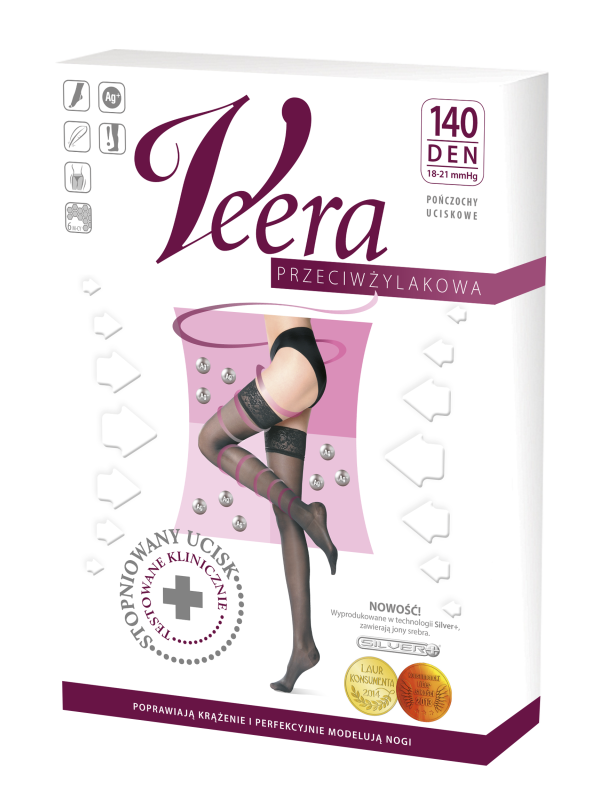 Pończochy Przeciwżylakowe Veera 140 den karmel I Klasa Ucisku