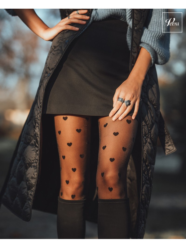 Rajstopy profilaktyczne Veera Fashion 70 DEN w serduszka