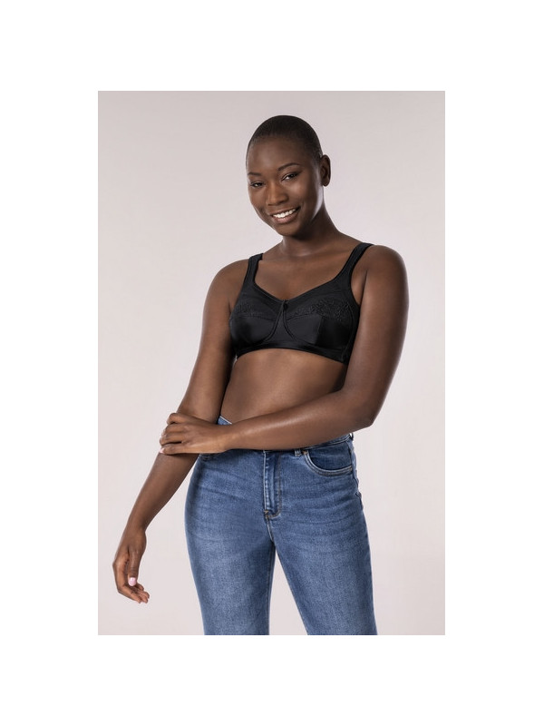 Biustonosz bez fiszbin z kieszonkami czarny Amoena Isadora SB 44114
