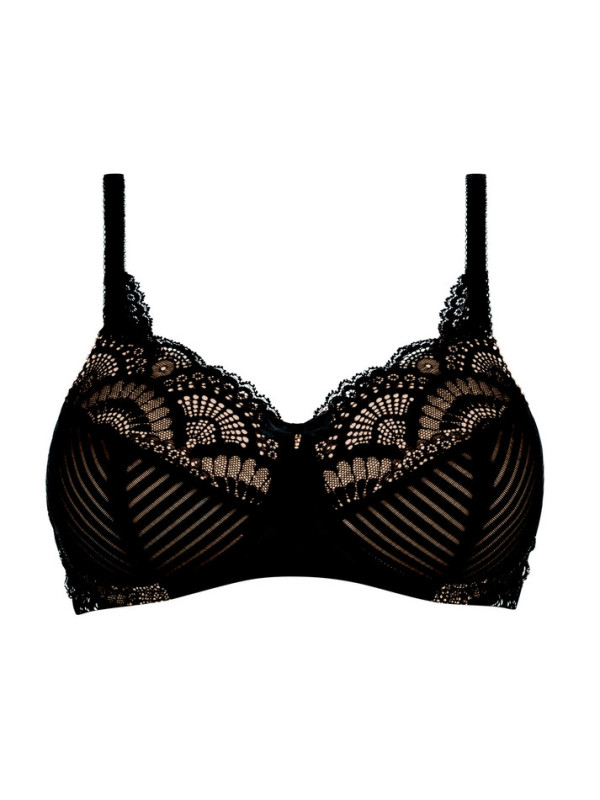 Elegancki czarny biustonosz dla amazonek z koronką Amoena Karolina sbp